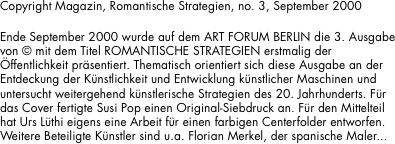 Copyright Magazin, Romantische Strategien, no.